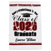 Sac Cadeau Moyen Personalized Maroon Class of 2026 Graduation (Devant)