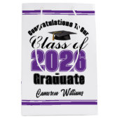 Sac Cadeau Moyen Personalized Purple Class of 2026 Graduation (Devant)