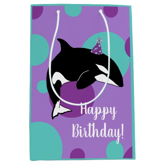 Sac Cadeau Moyen Personnalisable Orca Killer Whale Anniversaire (Devant)