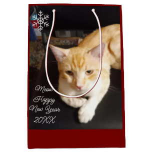 Sac Cadeau Moyen Personnalisation du texte de la photo du chat roux