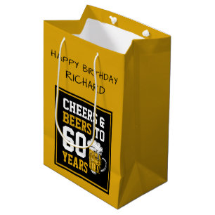 Sac Cadeau Moyen Personnalisé 60e anniversaire Cheers & Bières à 60