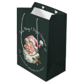 Sac Cadeau Moyen Personnalisé Joyeux rose Noël Père Noël rétro (Dos Angle)