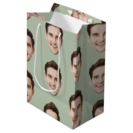 Sac Cadeau Moyen Personnalisé Visage Personnalisé Anniversaire Soir (Devant Angle)