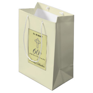 Sac Cadeau Moyen Personnaliser, 60e anniversaire du prêtre Embossé