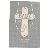 Sac Cadeau Moyen Personnaliser, Dédication bébé Crème et Croix gris (Dos)