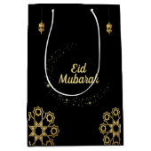 Sac Cadeau Moyen Personnaliser d'or d'Eid Mubarak (Devant)