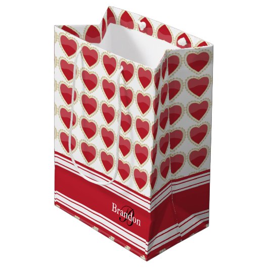 Sac Cadeau Moyen Personnaliser les Coeurs de Saint-Valentin rouge f (Devant Angle)