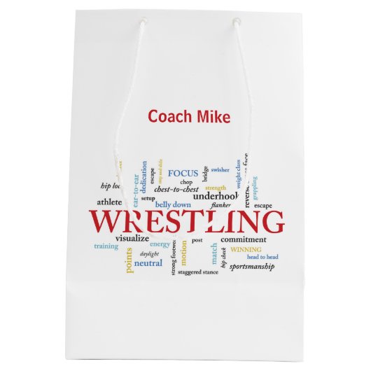 Sac Cadeau Moyen Personnaliser, Lutter Merci de l'entraîneur en mot (Dos)