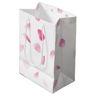 Sac Cadeau Moyen Pétales de rose rose romantiques Fête de mariage f