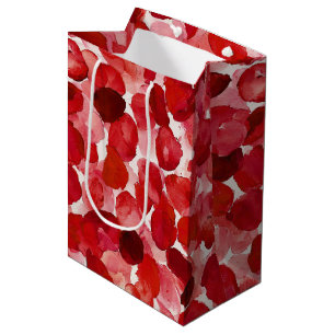 Sac Cadeau Moyen Pétales de rose rouge romantiques douche de mariée
