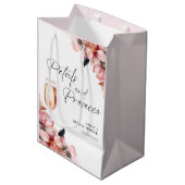Sac Cadeau Moyen Pétales et Prosecco Fête de Mariage Florale (Devant Angle)
