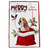 Sac Cadeau Moyen Petit chien Beagle Noël Oiseau (Devant)