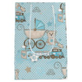 Sac Cadeau Moyen Petit ours en peluche bébé garçon douche bleu (Dos)