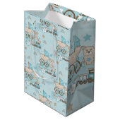 Sac Cadeau Moyen Petit ours en peluche bébé garçon douche bleu (Dos Angle)