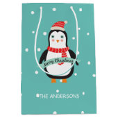 Sac Cadeau Moyen Petit pingouin mignon "Joyeux Noël " de Noël (Devant)