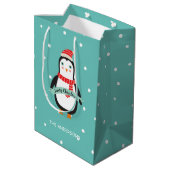 Sac Cadeau Moyen Petit pingouin mignon "Joyeux Noël " de Noël (Dos Angle)