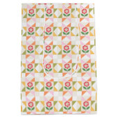 Sac Cadeau Moyen Petite fleur rouge bloc de patchwork (Dos)