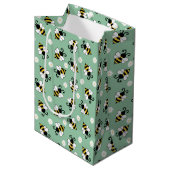 Sac Cadeau Moyen Petites abeilles mignonnes et fleurs marguerites m (Devant Angle)