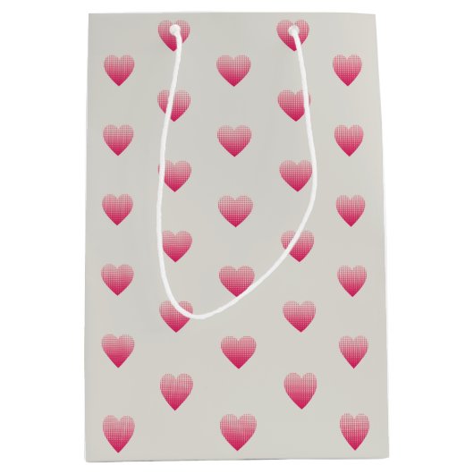 Sac Cadeau Moyen Petits coeurs roses gris clair motif (Devant)