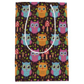Sac Cadeau Moyen Petits Enfants Purple Bleu Orange Chouettes (Devant)