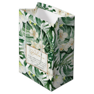 Sac Cadeau Moyen Philodendron Tropical Feuille Mariage Bienvenue