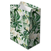 Sac Cadeau Moyen Philodendron Tropical Feuille Mariage Bienvenue (Dos Angle)