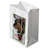 Sac Cadeau Moyen Photo de chat de Noël Meowal et flocon de neige fr (Devant Angle)