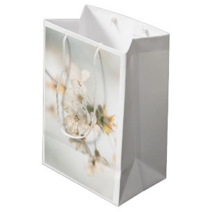 Sac Cadeau Moyen Photo de la nature en fleurs blanches