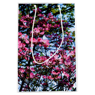 Sac Cadeau Moyen Photo d'un arbre Cornouiller à fleurs roses