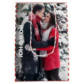 Sac Cadeau Moyen Photo en rayures rouges et blanches Noël (Dos)