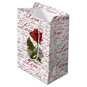 Sac Cadeau Moyen Photo Rose rouge unique - Motif de la typographie