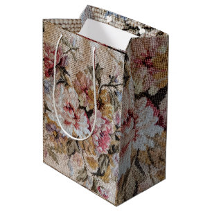 Sac Cadeau Moyen Photographie de broderie au point de floral pastel