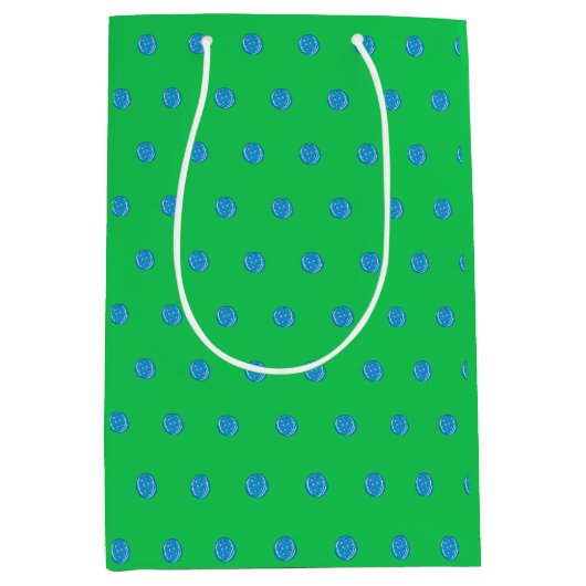Sac Cadeau Moyen Pickleball bleu Preppy initial vert (Devant)