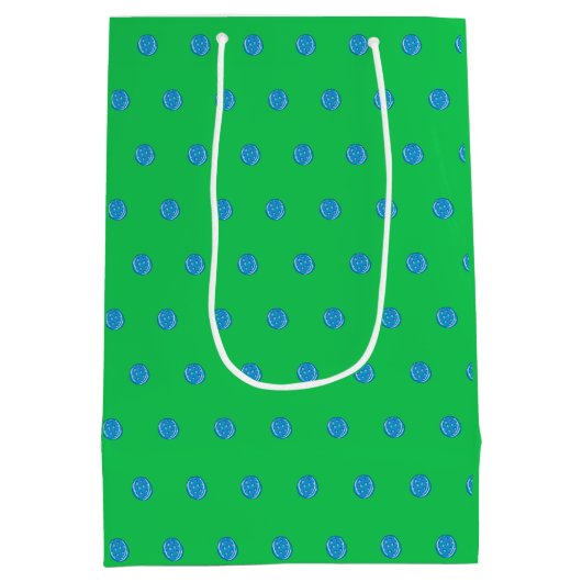 Sac Cadeau Moyen Pickleball bleu Preppy initial vert (Dos)