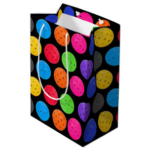 Sac Cadeau Moyen Pickleball coloré sur noir