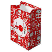 Sac Cadeau Moyen Pickleball Joy Fête de Noël Rouge Vert Ornements (Devant Angle)