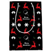 Sac Cadeau Moyen  Pickleball Joyeux Noël 🎄 Enveloppement noir  (Devant)