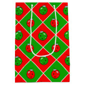 Sac Cadeau Moyen Pickleball Noël Rouge et Vert Ornament Checks (Dos)