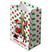 Sac Cadeau Moyen Pickleball Partners Père Noël & Reindeer Ornaming (Devant Angle)