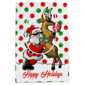 Sac Cadeau Moyen Pickleball Partners Père Noël & Reindeer Ornaming (Devant)