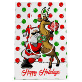 Sac Cadeau Moyen Pickleball Partners Père Noël & Reindeer Ornaming (Dos)