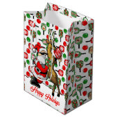 Sac Cadeau Moyen Pickleball Partners Père Noël & Reindeer Sleightin (Devant Angle)