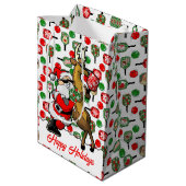 Sac Cadeau Moyen Pickleball Partners Père Noël & Reindeer Sleightin (Dos Angle)