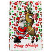 Sac Cadeau Moyen Pickleball Partners Père Noël & Reindeer Sleightin (Devant)