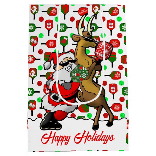 Sac Cadeau Moyen Pickleball Partners Père Noël & Reindeer Sleightin (Dos)