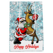 Sac Cadeau Moyen Pickleball Partners Père Noël & Reindeer Snowflake (Dos)