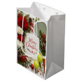 Sac Cadeau Moyen Pickleball thème de Noël (Devant Angle)