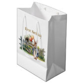 Sac Cadeau Moyen Pierre les ballons de lapin Premier anniversaire (Devant Angle)