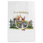 Sac Cadeau Moyen Pierre les ballons de lapin Premier anniversaire (Dos)