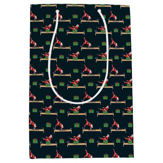Sac Cadeau Moyen Pilates Reformer Santa Seamless Christmas Patterns (Devant)